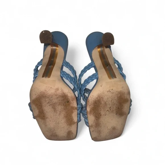 Sam Edelman Marjorie Blue Braided Strappy Heels Women’s 7.5 Square Toe - Picture 4 of 9